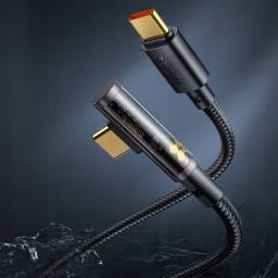CABLE MCDODO TRANSPARENTE 90 TIPO-C A TIPO-C 100W 1.8M 5A CONECTOR CHAPADO EN ORO (CA3401)