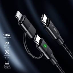 CABLE MCDODO 2 EN 1 60W QC 4.0 1.2M USB-C A LIGHTNING + TIPO C CON LED ALUMINUM ALLOY (CA7120)
