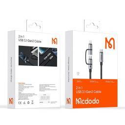 CABLE MCDODO 2 EN 1 100W 1.2M USB-C a USB C + LIGHTNING ALUMINUN ALLOY (CA0450 )